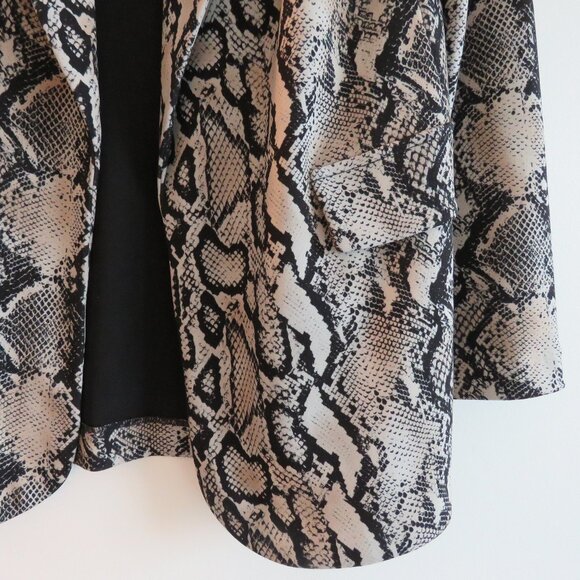 JOSEPH RIBKOFF Snakeskin Beige Black Open Front Blazer Jacket - Size US 10 - Picture 7 of 14